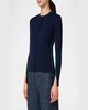 Ribbed Wool Cardigan with Contrast Piping