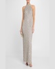 Beaded Halter Column Gown