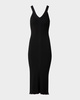 V-Neck Viscose Stretch Rib Sleeveless Midi Dress