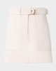 Belted Cotton Wool Denim Mini Skirt