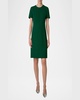 Short-Sleeve Wool Crepe Sheath Dress