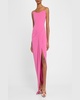 Strapless Corset Asymmetric Crepe Gown