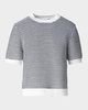 Chunky Tweed Knit Short-Sleeve Crop Sweater