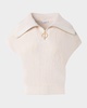 Sailor-Collar Cap-Sleeve Zip Knit Sweater