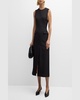 Tailored Viscose-Wool Twill Midi Dress