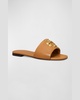 Eleanor Leather Medallion Flat Slide Sandals