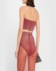 Strapless Crop Top in Crystal Mesh