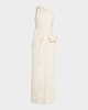 One-Shoulder Metallic Jacquard Column Gown