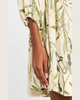 Flowy Puff-Sleeve Printed Linen Mini Dress