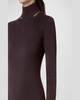 Mock-Neck Slits Long-Sleeve Knit Mini Dress