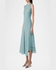 Asymmetric Sleeveless Pleat Techno Midi Dress