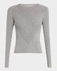 Chevron Ribbed Stretch Wool Sweater