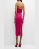 Satin Crepe Curved Strapless Midi Dress