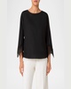 Waved Lace Cuffs Cotton Poplin Blouse