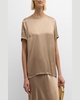Crewneck Viscose Satin Top