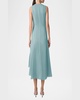Asymmetric Sleeveless Pleat Techno Midi Dress