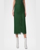 Pencil Techno Stripe Embroidered Midi Skirt