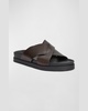 Men's Bologna Leather Crisscross Slide Sandals