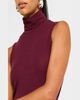 Modal Rib Sleeveless Turtleneck Top