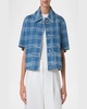 Fringed Check Denim Short-Sleeve Shirt Jacket