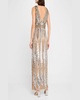 Beaded Deep V-Neck Column Gown