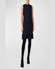 Chunky Tweed Sheath Dress with Fringed Hem