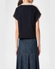 Mixed-Media Colorblock Short-Sleeve Sweater