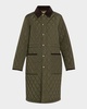 Quilted Velvet-Trim Coat