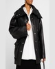 Nolan Hooded Leather Coat