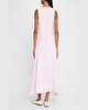 V-Neck Drop Waist Cotton Poplin Midi Dress