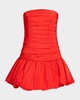 Kennedi Strapless Ruched Taffeta Mini Dress