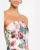 Strapless Floral Jacquard Midi Dress