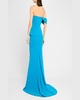 Draped-Sleeve Longline Corset Crepe Gown