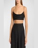 Metallic Pinstripe Drape Crop Tank Top