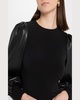 Latoria Crewneck Top with Vegan Leather Sleeves