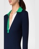 Colorblock Polo Knit A-Line Dress