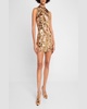 Dahlia Halter Sequin Floral Mini Dress