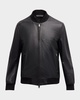 Men's Perforated Leather Bomber Jacket