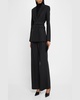 Belted Pinstripe Double-Breasted Blazer