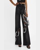Chain Cutout Wide-Leg Jeans