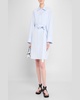 Long-Sleeve Belted Cotton Shirtdress
