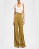 Belted Wide-Leg Tab-Hem Trousers