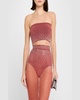Strapless Crop Top in Crystal Mesh