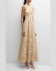 Eloise Floral Vine Embroidered Cotton Burlap Maxi Dress