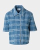 Fringed Check Denim Short-Sleeve Shirt Jacket