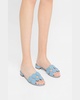 Circle-Cut Leather Flat Slide Sandals