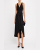 Draped High-Low Knit Crepe Midi Dress