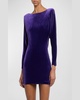 Long-Sleeve Cowl Backless Velvet Mini Dress