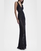 Sequin-Embellished Cutout Gown