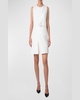 Belted Wool Short Dress with Zip-Up Cutout